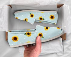 Super cute sunflower shoes for women and girls! Our custom made shoes are sure to attrack some attention! All of our sneakers are custom-made-to-order and handcrafted to the highest quality standards            Check out more of our footwear here: https://www.etsy.com/shop/unicornshoesshop/ Product name; Womens Sunflower Shoes | Sunflower Shoes | Cute Shoes | Canvas Women Shoes | Girls Slip Ons | Casual Shoes | Sunflower Lover Gifts Product Features; ▶ Features a full wrap canvas print. ▶ Elastic stretch V for easy on-and-off use. ▶ Soft textile lining with lightweight construction for maximum comfort. ▶ High quality canvas construction for everyday use and durable EVA outsole for exceptional traction. ▶ Not sold in stores. This is a Custom Made to Order item. ▶ Ships worldwide from China. Sunflower Shoes, Halloween Shoes, Custom Made Shoes, Shoes Cute, Shoes Canvas, Popular Shoes, Soft Textiles, Dinosaur Print, Casual Shoes Women