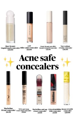 Acne safe concealers #acnesafe #skincare #makeup Acne Makeup, Makeup Face Charts, Makeup Hacks Tutorials, Brown Skin Makeup, Face Makeup Tips, Basic Makeup