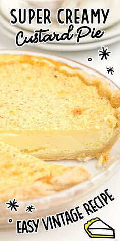 Custard Pie Custard Pie Recipe Easy, Pumpkin Custard Pie Recipe, Pumpkin Custard Pie, Best Custard Pie Recipe, Old Fashioned Custard Pie, Old Fashioned Custard, Custard Recipe Easy, Custard Pies, Egg Custard Pie