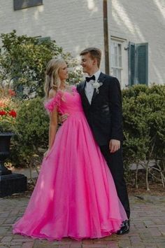 Pink Ball Gown With Sweep Train For Banquet, Pink Floor-length Ball Gown For Bridesmaid, Pink Tulle Ball Gown With Sweep Train, Pink Gown With Sweep Train For Prom, Pink Tulle Gown With Sweep Train, Pink Gown With Sweep Train For Banquet, Pink Gown With Sweep Train For Prom Season, Pink Tulle Dress With Sweep Train, Pink Sweep Train Gown For Prom Season