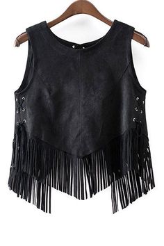 ☆ Lace Up Vest, Suede Fringe Vest, Blouse Casual Fashion, Fringe Vest, Vest Waistcoat, Backless Maxi Dresses, Outerwear Vest, Fashion Hacks Clothes, Suede Fringe