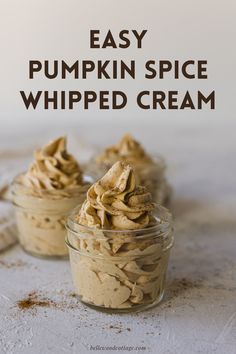 pumpkin spice whipped cream in small glass jars