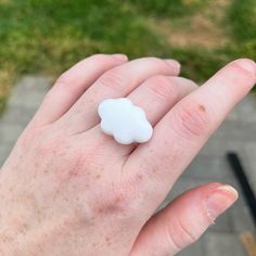 Single, New Hand Crafted Cloud Resin Ring White Opaque Cloud Clear Band Size 6 Chrome Diopside Ring, Cloud Ring, Dainty Engagement, Fashion Rings Silver, Pear Ring, White Sapphire Ring, Classic Wedding Rings, Swarovski Stones, 6 Rings