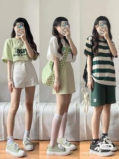 Korean Casual Outfits Summer, Short Girl Outfits, Short Girl Fashion, Curvy Casual Outfits, Korean Fashion Summer, Casual College Outfits