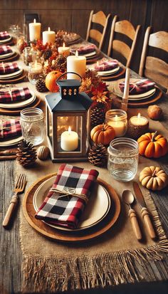 Plaid Plates, Thanksgiving Table Setup, Thanksgiving Dinner Table Setting, Diy Thanksgiving Centerpieces, Elegant Thanksgiving Table, Thanksgiving Fit, Wooden Flatware, Thanksgiving Dinner Table Decorations, Thanksgiving Table Decor Ideas