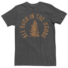 You'll love the fit & feel of this Men's All Good in the Woods Pine Tree Distressed Graphic Tee. FEATURES Crewneck Short sleevesFABRIC & CARE Cotton, polyester Machine wash Imported Size: XL. Color: Dark Grey. Gender: male. Age Group: adult. Camping Shirt Designs, Men's Graphic Tees, Men’s Graphic Tee, Grey Graphic Tee, Mens Tshirt Designs, Graphic Tee With Graphic Print For Camping, Camping Tshirt Ideas Funny, Outdoorsy Tshirt Design, Screen Print Graphic Tee For Camping