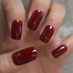 24 Cherry Glaze Medium Square press on Nails Glue on glossy kit dark maroon red | eBay Manicure Diy, Nail Length, Stick On Nails, Nail Sizes, Diy Manicure, Artificial Nails, Nail Kit, Nail Manicure, False Nails