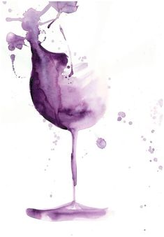 Glass Of Wine Watercolor, Watercolor Wine Painting, Watercolor Wine Glass Painting, Wine Art Drawing, Wine Glass Watercolor, Wine Watercolor