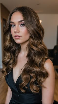 Long hair offers endless possibilities when it comes to prom hairstyles. If you prefer a simple yet chic look, these 15 hairstyles for long hair are perfect for achieving an effortlessly elegant and sophisticated appearance on your special night. Hairdown Elegant Hairstyle, Bridesmaid Wavy Hairstyles, Formal Curls Long Hair, Hair Styles Wavy Hair Long, Curl Long Hairstyles, Elegant Wedding Hairstyles Down, Elegant Curls Hairstyles, Prom Hair All Down, Long Hair Party Styles