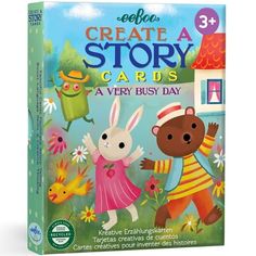 a children's book with the title create a story cards a very busy day