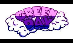 the words green day are in purple and blue