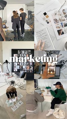 the collage shows people working at their desks