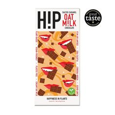 a chocolate bar with the word hip on it and an image of smiling mouths in front of