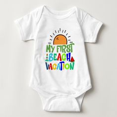 cute unisex first beach vacation Baby Bodysuit, Infant Unisex, Size: 6 Month, White Playful Cotton Onesie For Vacation, Cute Summer Onesie For Vacation, Cute Cotton Onesie For Vacation, Summer Vacation Cotton Onesie, Cute Summer Vacation Onesie, Playful Cotton Onesie For The Beach, White Summer Bodysuit For Playtime, Summer White Bodysuit For Playtime, Summer Beach Cotton Bodysuit