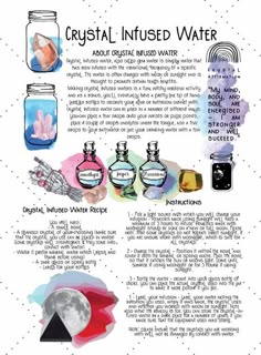 Crystal Infused Water, Crystal Healing Chart, Water Witch, Jar Spells, Witch Tarot, Spell Jars, Magic Herbs, Grimoire Book