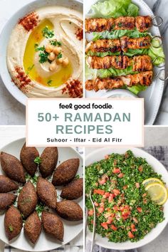 the cover of 50 + ramaan recipes, including meats and vegetables with text overlay