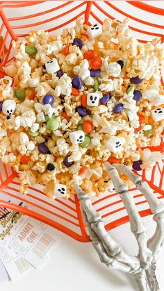 halloween popcorn with sprinkles and candy eyes