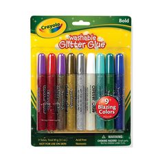 crayon washable glitter glue set with 6 colors in each pack, assorted