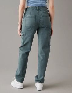 AE Stretch Cargo Straight Pant 90s Straight Leg Cargo Jeans With Cargo Pockets, 90s Cargo Jeans With Straight Leg, 90s Style Straight Leg Cargo Jeans, Trendy Relaxed Fit Tapered Leg Cargo Pants, Trendy Tapered Leg Cargo Pants With Five Pockets, Relaxed Fit Cargo Style Straight Leg Bottoms, Mid-rise Relaxed Fit Cargo Pants For Fall, 90s Straight Leg Cargo Jeans, 90s Cargo Style Straight Leg Jeans