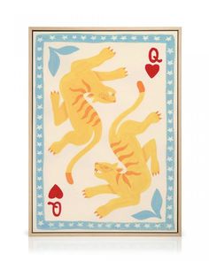 a card with two cats playing cards on it