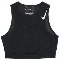 Nike Black Breathable Tops, Sports Tops With Mesh Back, Breathable Tops With Medium Support For Sports Events, Nike Fitted Tops For Sports Events, Nike Breathable Training Tops, Fitted Nike Tops For Sports Events, Nike Fitted Tops, Fitted Nike Tops, Nike Fitted Functional Tops