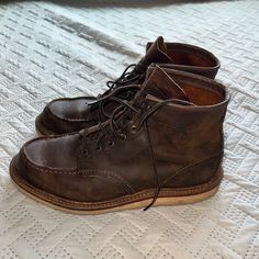 Men’s Red Wing Moc Toes Boots, 11d Worn For One Winter Then Closeted. Moc Toe Boots, Wing Shoes, Red Wing Shoes, Shoes Brown, Red Wing, Red Wings, Shoes Shoes, Men's Shoes, Shoe Boots