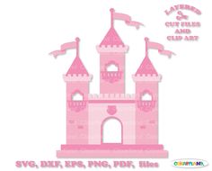 a pink princess castle cutout with flags