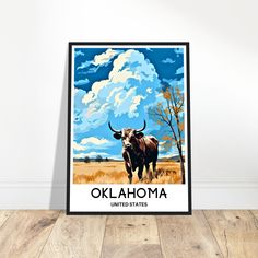 a poster with an image of a bull in the background that says, oklahoma university