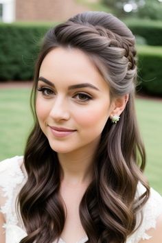 Wedding Hairstyles For Shoulder Length Hair Half Up, Dress Hairstyles For Medium Hair, Formal Hair Ideas Half Up, Shoulder Hairstyles, Wedding Hairstyles For Medium Length, Hairstyles For Wedding, Engagement Hairstyles, Long Hair Wedding Styles