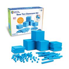 the learning resources base ten classroom set is in its box and ready to be played