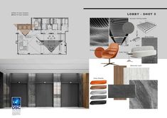 an architectural rendering of the lobby and living room in a building with various flooring options