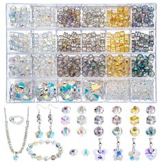 an assortment of bead and crystal jewelry