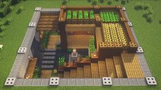 an aerial view of a vegetable farm in minecraft