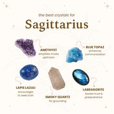 Sagittarius are known for their adventurous spirit & endless optimisim. Find out the best crystals for Sagittarius to use to boost this energy (click the pic 🔗) → Crystal For Sagittarius, Crystals For Sagittarius Zodiac Signs, Sagittarius Stones And Crystals, Crystals For Energy Boost, Sagittarius Gemstones, Crystals Sagittarius, Crystals For Zodiac Signs, Primordial Waters, Crystals For Sagittarius