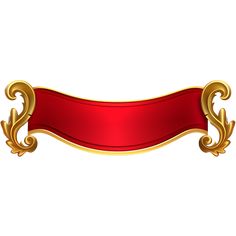 a red ribbon with gold scrolls and an empty banner on the bottom, isolated against a white background