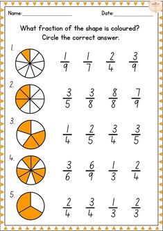 a worksheet with fraction numbers and fractions