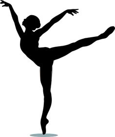 the silhouette of a ballerina is shown in black and white