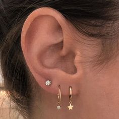 a close up of a person's ear with two small stars on the side