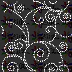 a black background with white and green designs