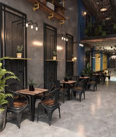 an empty restaurant with tables and chairs