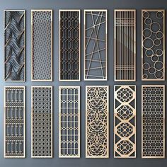 the different types of decorative metal screens are shown in this image, and there is also an