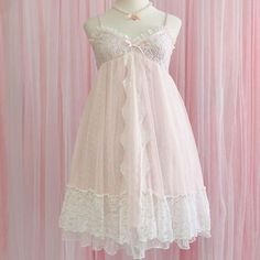 Coquette Bodycon Dress, Crybabycore Aesthetic Outfit, Angel Attire, Pretty Nightgowns, Ethereal Clothes, Coquette Pink, Pink Doll, Lace Babydoll, Really Cute Outfits