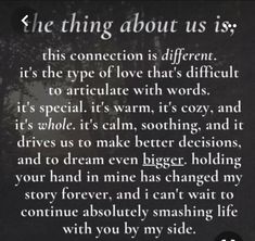 a poem written in black and white with the words'she thing about us '