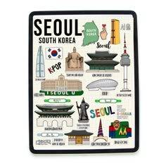 the seoul south korea sticker sheet is on display