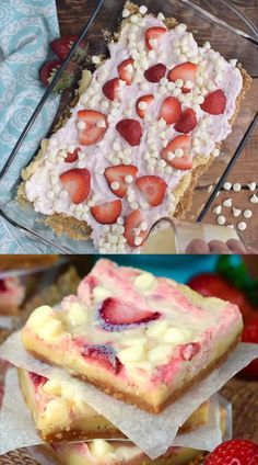 strawberry shortcakes with marshmallow toppings and strawberries on top