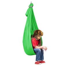 Children's Sensory Swing, a relatively new decorative element in family life, have gradually become the focus of modern families. It not only provides a unique space for children to rest and play, but also takes on multiple roles and functions in home life. It is made of nylon rope, which is very durable and strong and can be trusted to use for children. At the same time, it can be used to give special children as sensory therapy, aerial yoga, bring mood pleasure. Color: Green. Chair Hammock, Sensory Swing, Sensory Therapy, Portable Hammock, Sensory Integration, Kids Sensory, Aerial Yoga, Patio Accessories, Hammock Chair