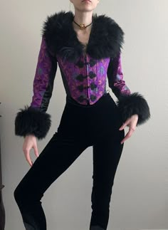 Regal Outfits, Designer Corset, Silky Fabric, Penny Lane, Black Faux Fur, Elastic Fabric, Fantasy Fashion