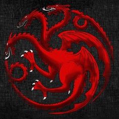 a red dragon sitting on top of a black background with the words game of thrones written