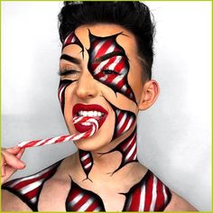 Makeup Looks Ideas, Christmas Makeup Looks, Xmas Makeup, Christmas Face Painting, Holloween Makeup, Hot Christmas, Christmas Eye Makeup, Candy Man, Christmas Makeup Look