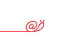 a red line drawing of a snail on a white background